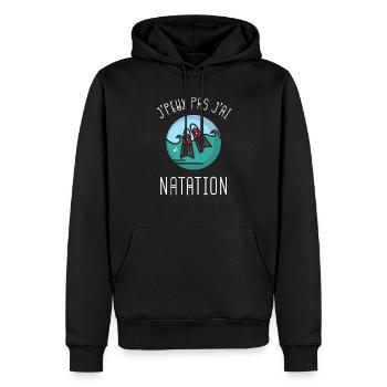 Humour natation nage - Sweat à capuche Premium bio Homme - noir - Devant - Nico (187cm)