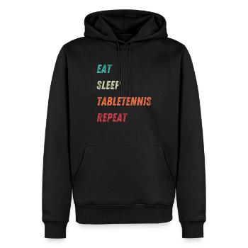 Witzige Tischtennissprüche - Männer Premium Bio Hoodie - Schwarz - Vorne - Nico (187cm)