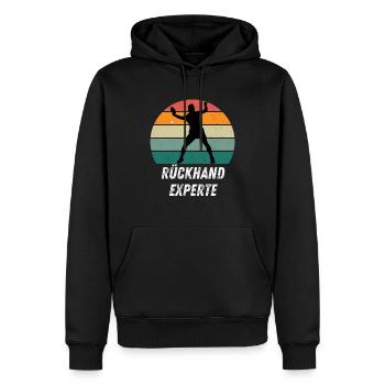 Rückhandexperte - Männer Premium Bio Hoodie - Schwarz - Vorne - Nico (187cm)