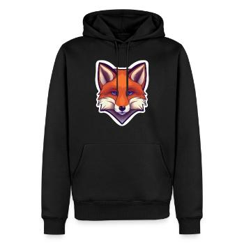 Forest Whisper: Le renard rusé - Sweat à capuche Premium bio Homme - noir - Devant - Nico (187cm)