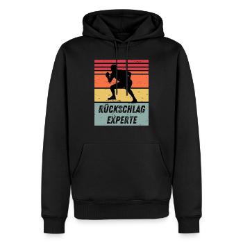 Rückschlagexperte - Männer Premium Bio Hoodie - Schwarz - Vorne - Nico (187cm)