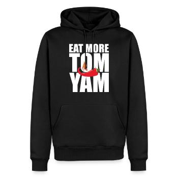 EAT MORE TOM YAM - weißes Design - Epic Shirt - Männer Premium Bio Hoodie - Schwarz - Vorne - Nico (187cm)