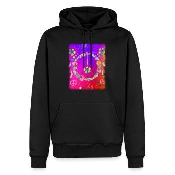 Hippie soul groovy Heure d’été Bonnes vibrations 70s 80s - Sweat à capuche Premium bio Homme - noir - Devant - Nico (187cm)