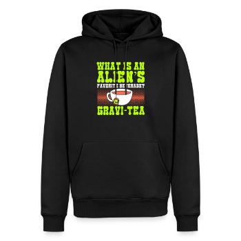 What Is An Aliens Favorite Beverage? Gravi-tea - Men’s Premium Organic Hoodie - black - Front - Nico (187cm)