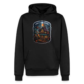 Mignon Maison hantée mignon Halloween autocollant citrouille - Sweat à capuche Premium bio Homme - noir - Devant - Nico (187cm)