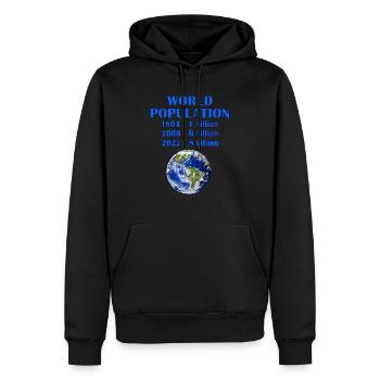 WELTBEVÖLKERUNG - Männer Premium Bio Hoodie - Schwarz - Vorne - Nico (187cm)