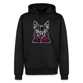 Boston Terrier Neon - Sweat à capuche Premium bio Homme - noir - Devant - Nico (187cm)