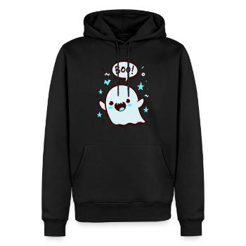 Spooky Cute Kawaii Ghost Design - Boo - Men’s Premium Organic Hoodie - black - Front - Nico (187cm)