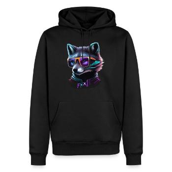 loup - Sweat à capuche Premium bio Homme - noir - Devant - Nico (187cm)