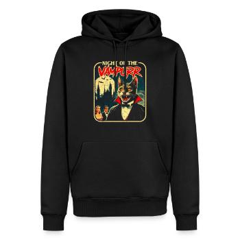 Nuit du chat vampurr drôle Halloween - Sweat à capuche Premium bio Homme - noir - Devant - Nico (187cm)