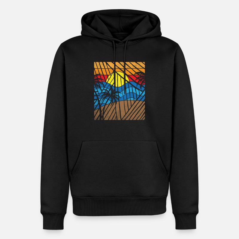 coucher du soleil été - Sweat à capuche Premium bio Homme - noir