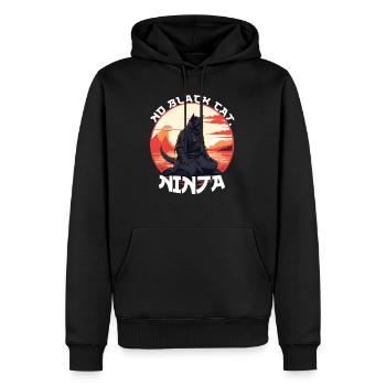 Vintage japonais coucher de soleil Style chat chaton amoureux - Sweat à capuche Premium bio Homme - noir - Devant - Nico (187cm)