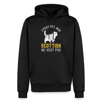 Chat de race scottish 1 - Sweat à capuche Premium bio Homme - noir - Devant - Nico (187cm)