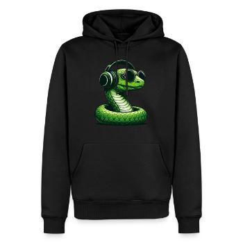 Serpent avec lunettes de soleil et écouteurs - Sweat à capuche Premium bio Homme - noir - Devant - Nico (187cm)