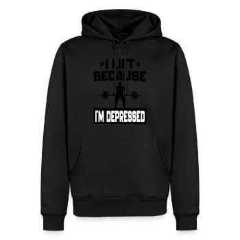 I Lift Because i'm Depressed Workout Motivation - Sweat à capuche Premium bio Homme - noir - Devant - Nico (187cm)