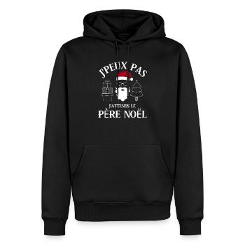 J attends le père Noël - Sweat à capuche Premium bio Homme - noir - Devant - Nico (187cm)