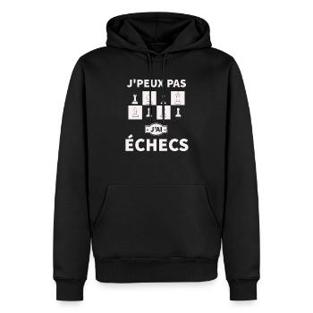 Je peux pas j ai jeux d échecs - Sweat à capuche Premium bio Homme - noir - Devant - Nico (187cm)