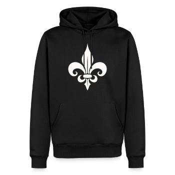 Symbolisches Fleur de Lis-Design - Männer Premium Bio Hoodie - Schwarz - Vorne - Nico (187cm)
