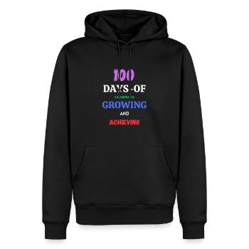 100 Days Of Learning Growing And Achieving - Men’s Premium Organic Hoodie - black - Front - Nico (187cm)