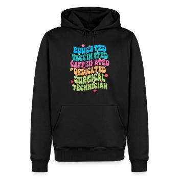 Gebildet, geimpft, koffeinhaltig, engagiert chirurgisch - Männer Premium Bio Hoodie - Schwarz - Vorne - Nico (187cm)