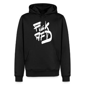 FCK AFD weiß - Männer Premium Bio Hoodie - Schwarz - Vorne - Nico (187cm)