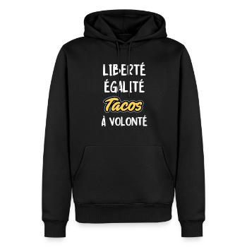 Tacos à volonté - Sweat à capuche Premium bio Homme - noir - Devant - Nico (187cm)