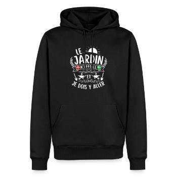Humour jardinage jardin jardiner jardinière - Sweat à capuche Premium bio Homme - noir - Devant - Nico (187cm)