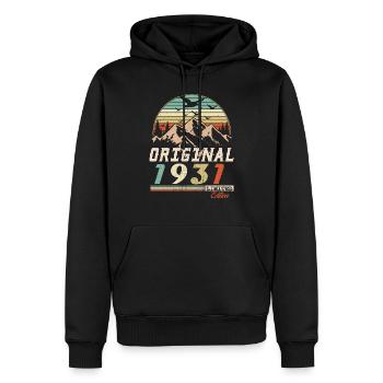 1931 vintage anniversaire rétro vintage cadeau - Sweat à capuche Premium bio Homme - noir - Devant - Nico (187cm)