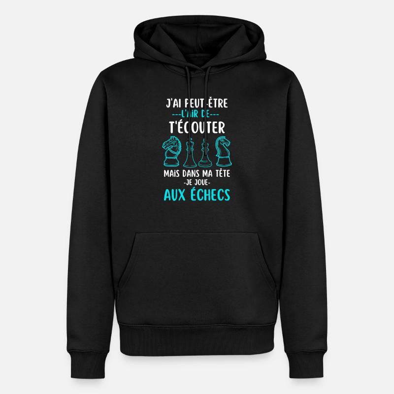 Jouer aux échecs - Sweat à capuche Premium bio Homme - noir