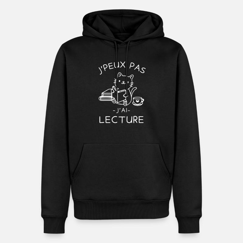 CHAT MIGNON LECTURE CAFE - Sweat à capuche Premium bio Homme - noir