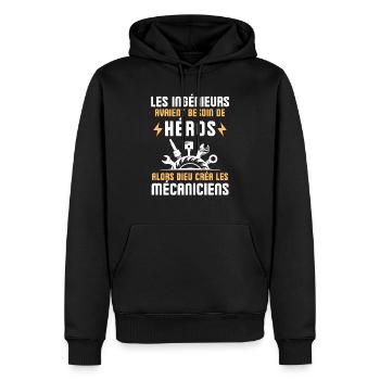 Mécanicien - Sweat à capuche Premium bio Homme - noir - Devant - Nico (187cm)