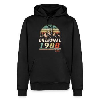 1988 vintage anniversaire rétro vintage cadeau - Sweat à capuche Premium bio Homme - noir - Devant - Nico (187cm)