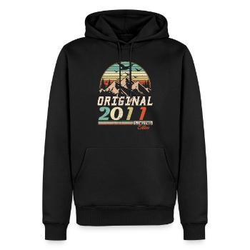 2011 vintage anniversaire rétro vintage cadeau - Sweat à capuche Premium bio Homme - noir - Devant - Nico (187cm)