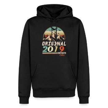 2019 vintage anniversaire rétro vintage cadeau - Sweat à capuche Premium bio Homme - noir - Devant - Nico (187cm)