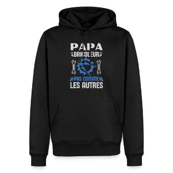 Papa bricoleur pas comme les autres 1 - Sweat à capuche Premium bio Homme - noir - Devant - Nico (187cm)