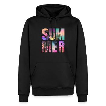 Sommer-Vibes - Männer Premium Bio Hoodie - Schwarz - Vorne - Nico (187cm)