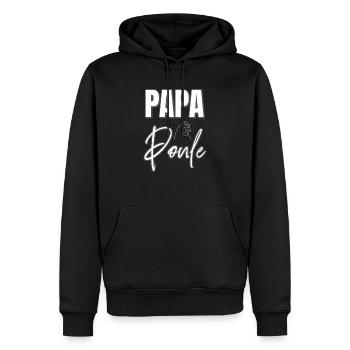 papa poule - Sweat à capuche Premium bio Homme - noir - Devant - Nico (187cm)