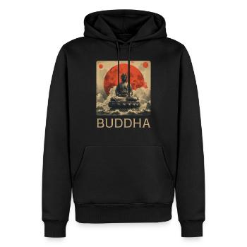 Bouddha, Bouddhiste, Namaste, Méditation, Bouddhisme - Sweat à capuche Premium bio Homme - noir - Devant - Nico (187cm)