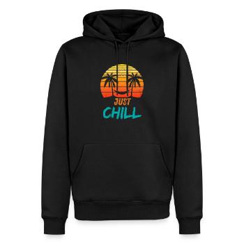 JUST CHIIL - Men’s Premium Organic Hoodie - black - Front - Nico (187cm)