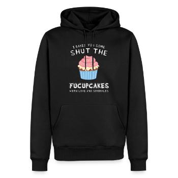 Shut The Fucupcakes Cupcake Lustig Spruch - Männer Premium Bio Hoodie - Schwarz - Vorne - Nico (187cm)