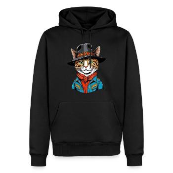Chat mignon cow-boy - Sweat à capuche Premium bio Homme - noir - Devant - Nico (187cm)
