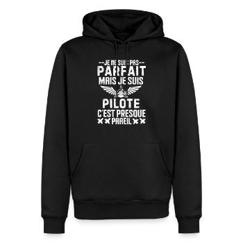 Je ne suis pas parfait mais je suis pilote - Sweat à capuche Premium bio Homme - noir - Devant - Nico (187cm)