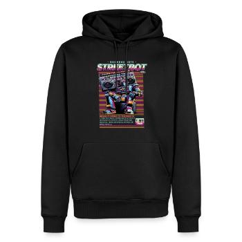 Roboter, Vintage - Männer Premium Bio Hoodie - Schwarz - Vorne - Nico (187cm)
