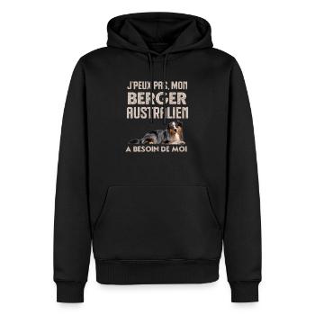 Chien de race berger australien - Sweat à capuche Premium bio Homme - noir - Devant - Nico (187cm)