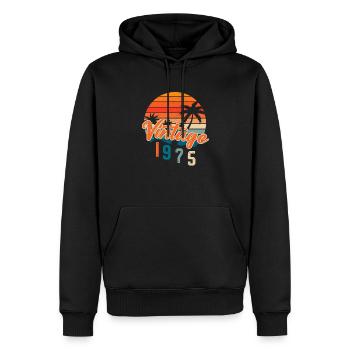 Vintage 1975 rétro - Sweat à capuche Premium bio Homme - noir - Devant - Nico (187cm)