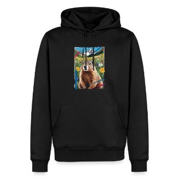 Murmeltier-Naturlandschaft - Männer Premium Bio Hoodie - Schwarz - Vorne - Nico (187cm)