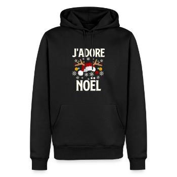 J adore Noël - Sweat à capuche Premium bio Homme - noir - Devant - Nico (187cm)