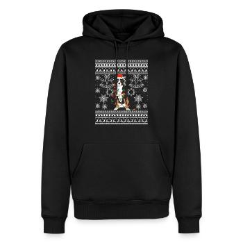 Chien bouvier bernois mode Noël en famille - Sweat à capuche Premium bio Homme - noir - Devant - Nico (187cm)