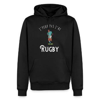 I can't I have rugby - Geschenkidee - Männer Premium Bio Hoodie - Schwarz - Vorne - Nico (187cm)