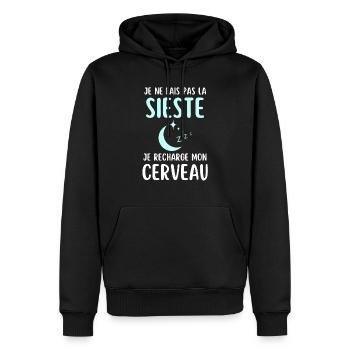 Humour sieste dormeur dormeuse - Sweat à capuche Premium bio Homme - noir - Devant - Nico (187cm)